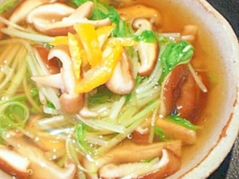 簡単だけど料亭の味♪水菜と椎茸の煮浸し。